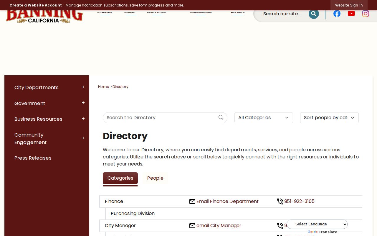 Banning people search city directory