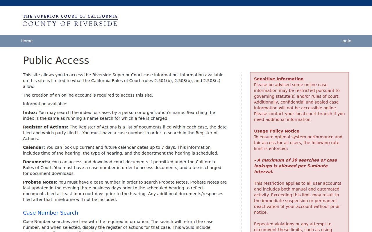 Banning people search Riverside court public access