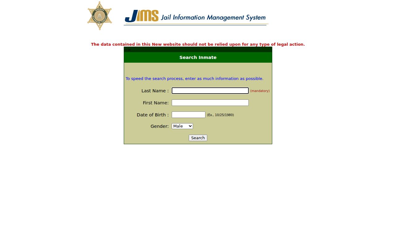 Banning people search Riverside Sheriff inmate locator