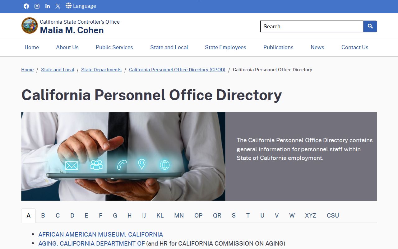 Banning people directories California Personnel Office Directory